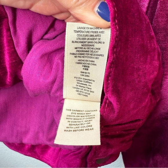 Free People Velvet Fuchsia Women’s Trucker Zip Up Jacket Sz M/L - Picture 9 of 14